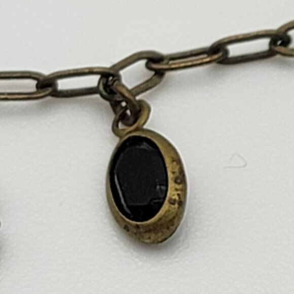 Liz Palacios S.F. Black Crystal Flower Charm Necklace 17 In Brass Spring Ring - Picture 5 of 9